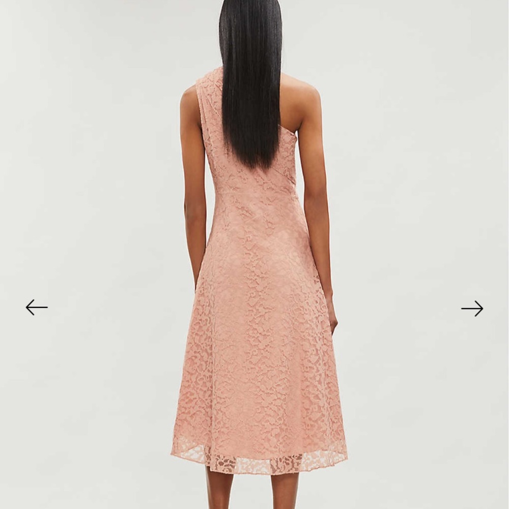 REISS ASYMMETRICAL LACE MIDI DRESS IN BLUSH SIZE 6 - Picture 7 of 16
